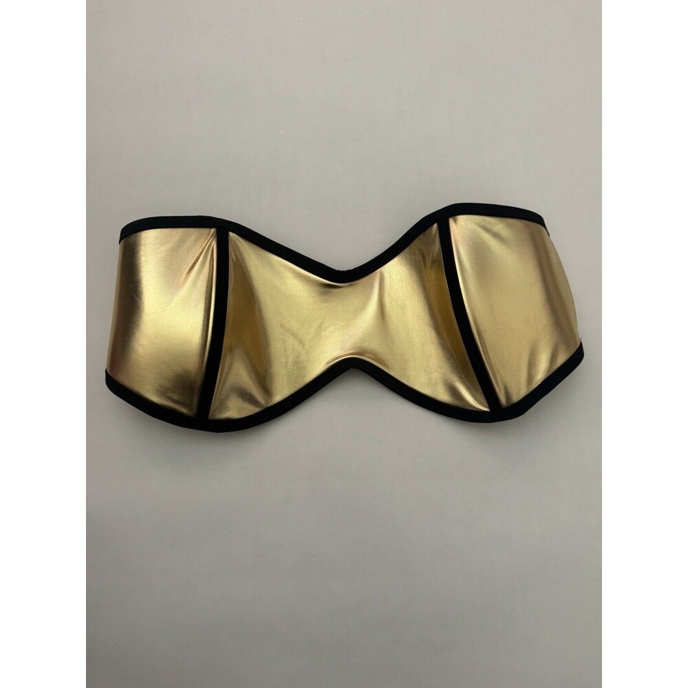 Good American x Body Glove Tainted Love Gold Bandeau Bikini Top Size 3/L NWT